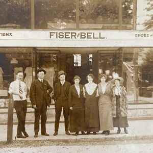 Antique Real Photograph Fiser Bell Store Drygoods Notions‎ Shoes Clothing
